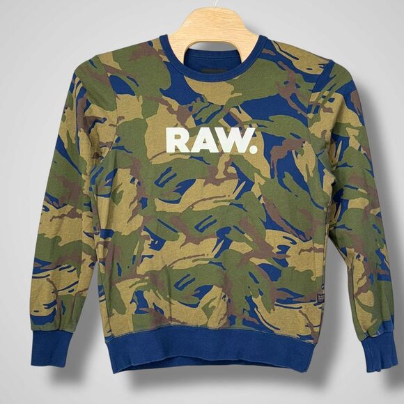G-Star RAW Camo Print Sweatshirt Military Style Crew Neck Pullover Mens Large‎ - Picture 2 of 11